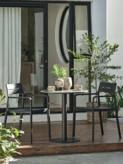 VAMDRUP + INGSTRUPVAMDRUP Ø70 table gris + 2 INGSTRUP chaises noir