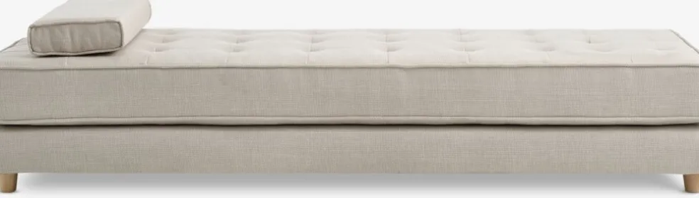 VARMARKBanquette VARMARK 190x76 a/cushion tissu beige/coloris chêne
