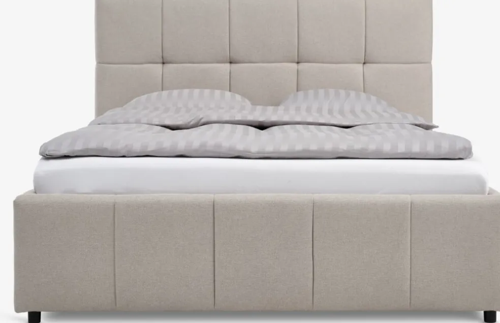 VEMMELEVCadre de lit VEMMELEV a/rangement 140x190 tissu beige