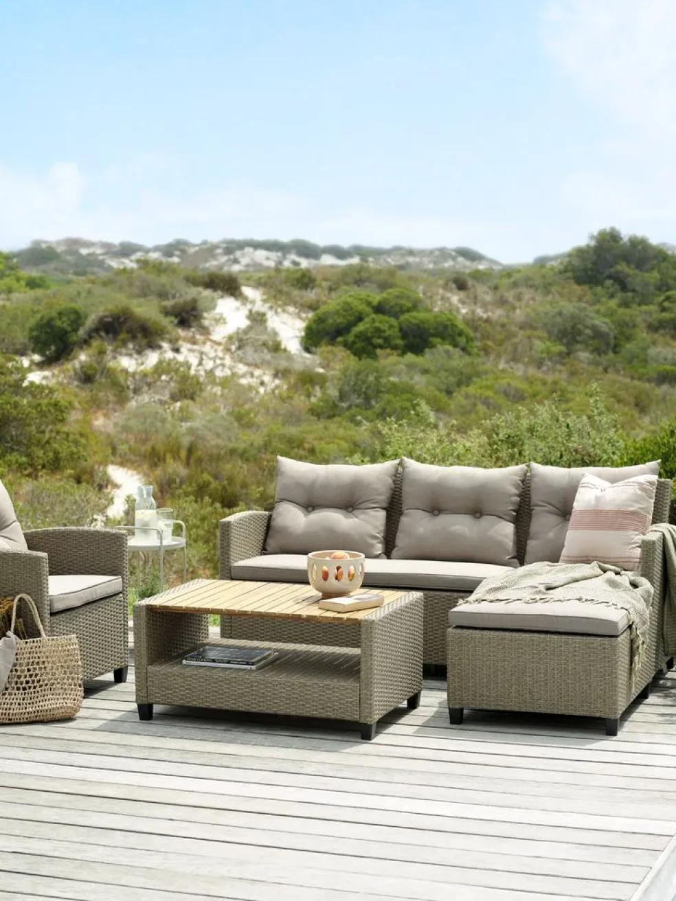 VENEnsemble lounge VEN 4 personnes a/méridienne naturel