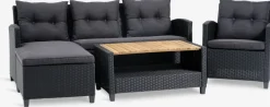 VENEnsemble lounge VEN 4personnes a/méridienne noir