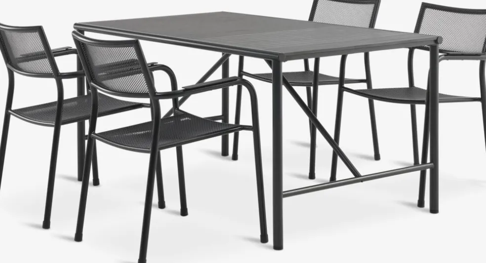 VIERLI + HEMSEDALVIERLI L149 table + 4 HEMSEDAL chaises noir