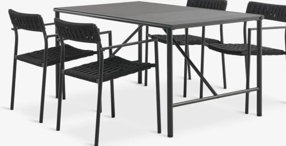 VIERLI + TRILLEVALLENVIERLI L149 table + 4 TRILLEVALLEN chaises noir